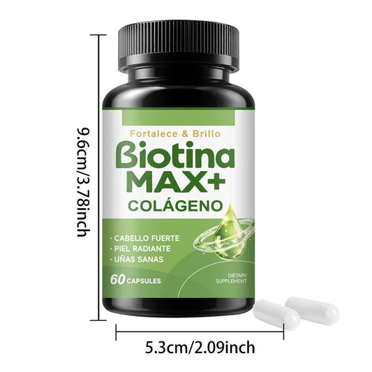 Biotina MAX+ con Colágeno, 60 Cápsulas