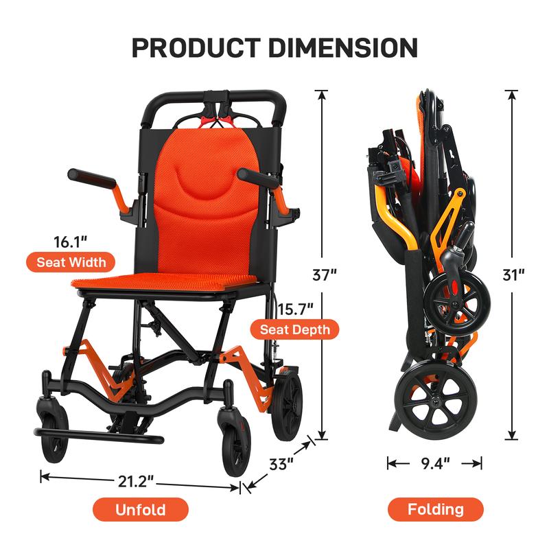 Lightweight Folding Transport Wheelchair