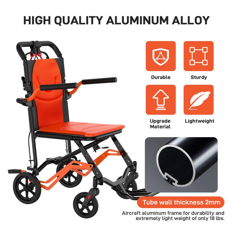 Lightweight Folding Transport Wheelchair