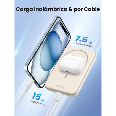 Ugreen PowerBank con Carga Inalámbrica Magsafe 5000mAh Beige