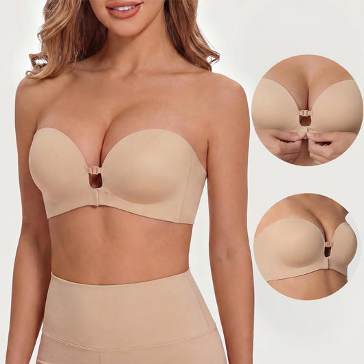 Womens Strapless Front Closure Bra Push Up