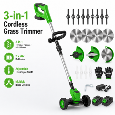 3-in-1 Cordless Weed Trimmer & Lawn Mower