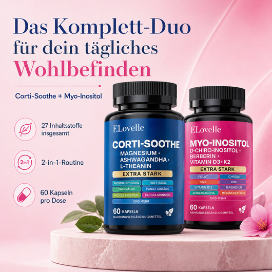 Set mit 60 + 60 Kapseln Myo-Inositol und Cortisol
