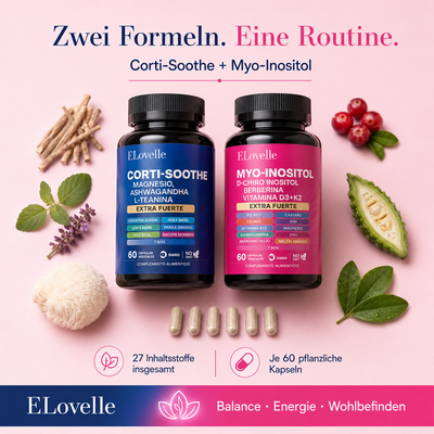 Set mit 60 + 60 Kapseln Myo-Inositol und Cortisol