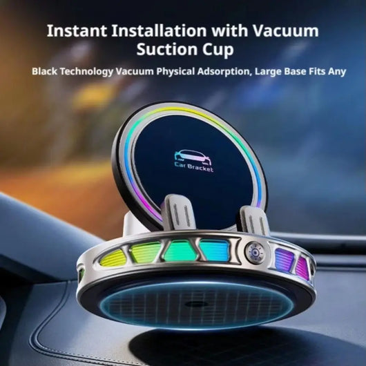 Soporte de coche con carga inalámbrica, cierre automático y luz RGB