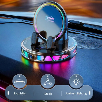 Soporte de coche con carga inalámbrica, cierre automático y luz RGB
