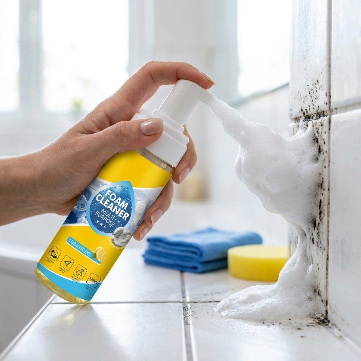 Foam dissolving mold on bathroom tile