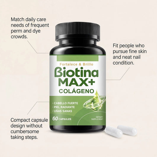 Biotina MAX+ con Colágeno, 60 Cápsulas